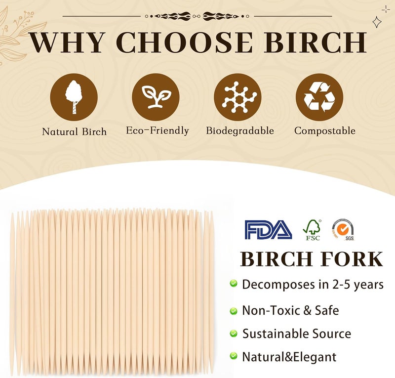 YANPROG Natural Birch Toothpicks for Teeth 600-Pack, 2.5 Inch Wooden Toothpicks for Appetizers, Fruit, and Barbecue, Smooth & Splinter-Free - Image 5